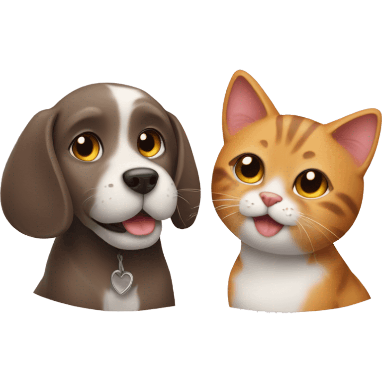 A dog and a cat are in love emoji