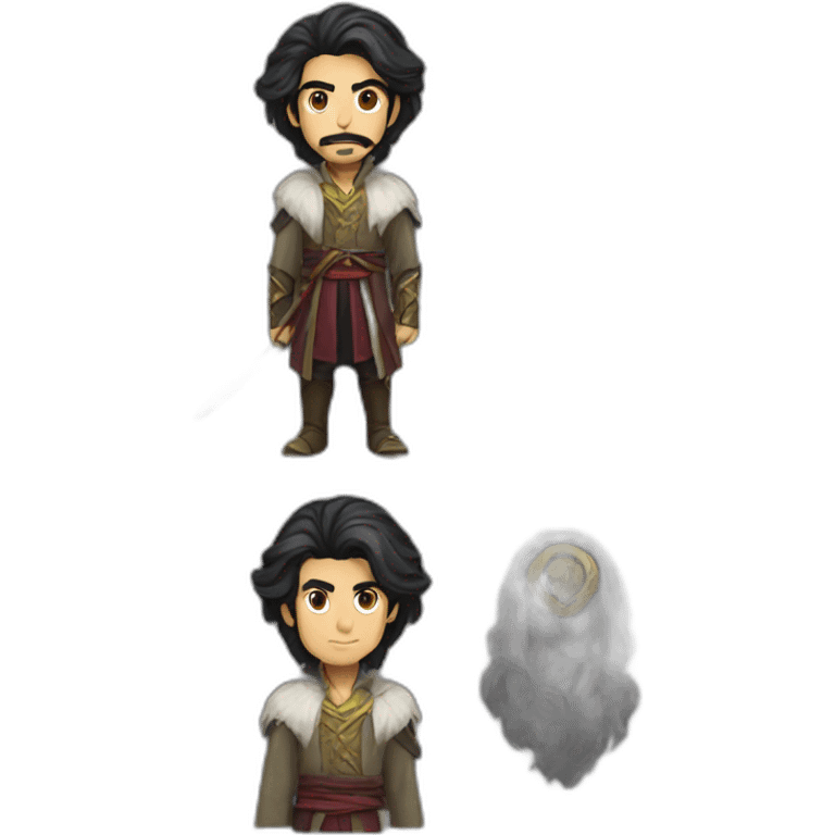 warlock man black hair persian staff emoji