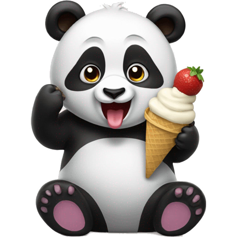 Panda eating ice cream emoji