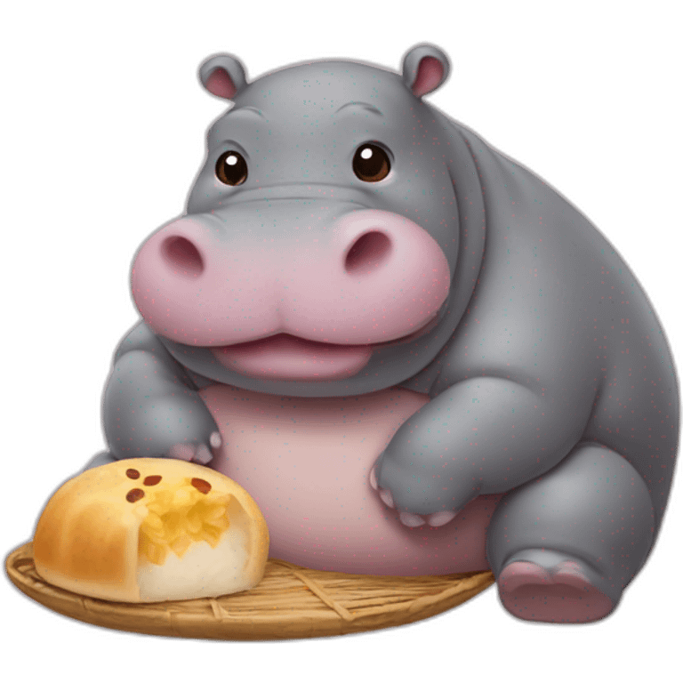 Hippo eating baozi emoji