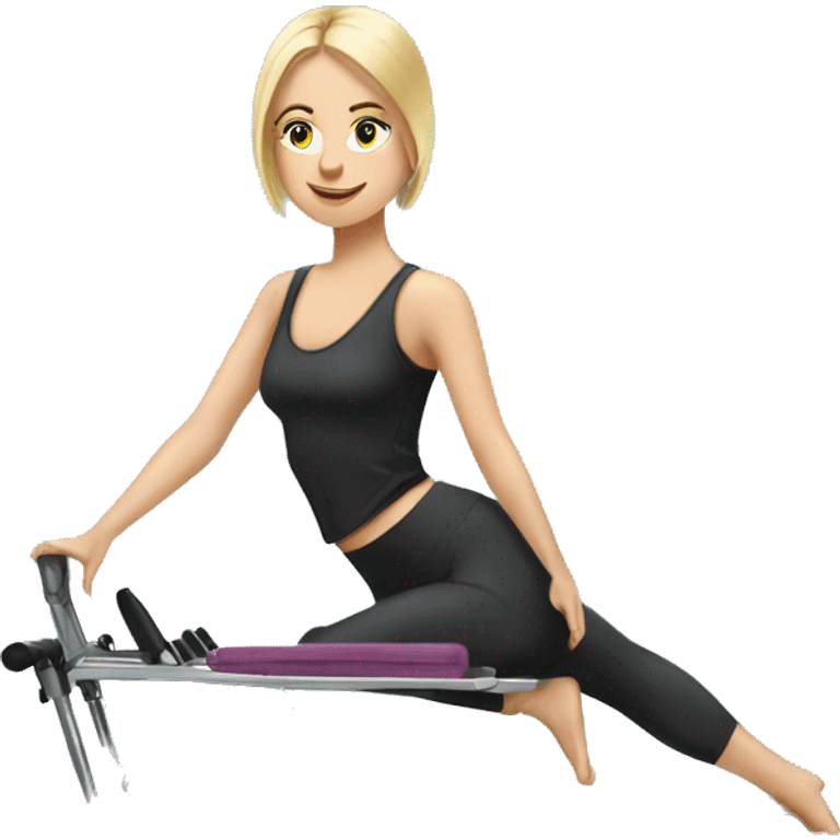 Blonde girl on Pilates reformer emoji