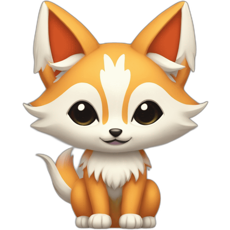 kitsune with 9 petalshaped tails at back emoji