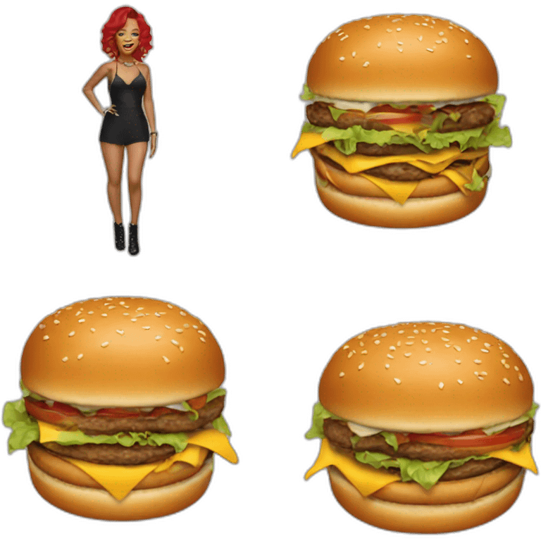 Rihanna with a burger emoji