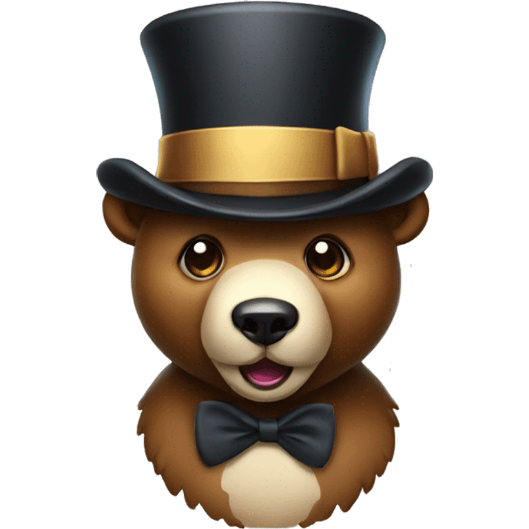 Drooling bear with top hat emoji