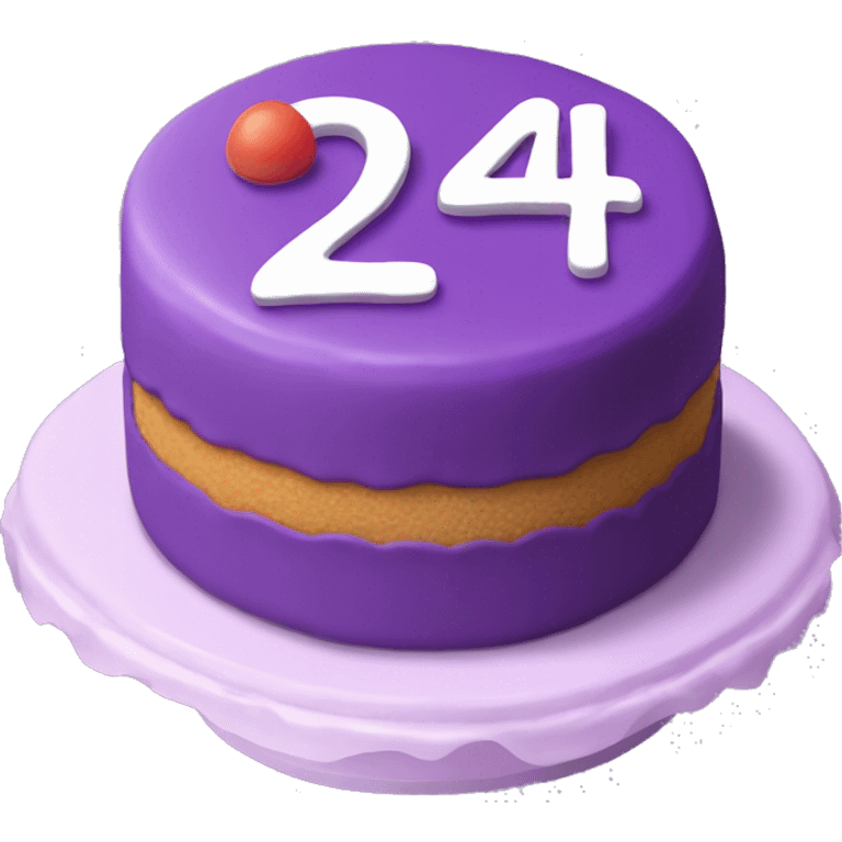 Purple Colored bento cake with frosting written on the cake the number 24 emoji