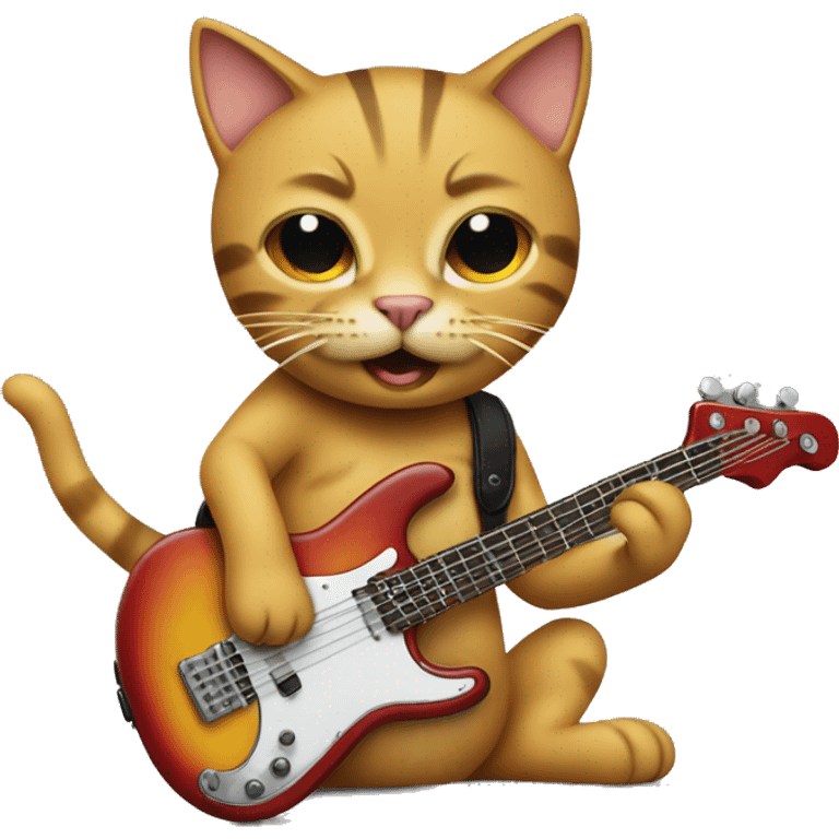 Cat playing the bass guitar emoji