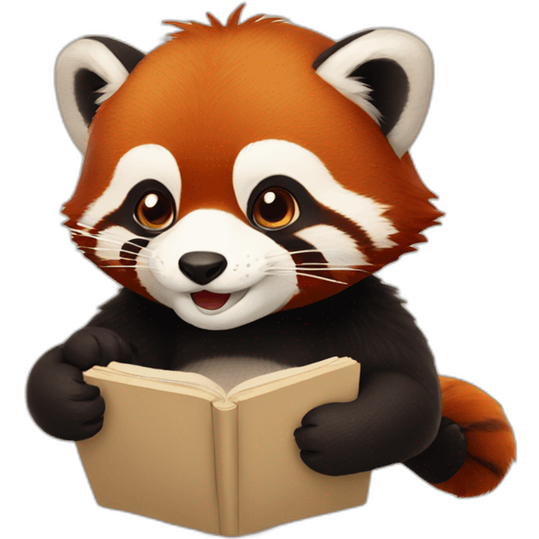 A red panda writing Chinese emoji