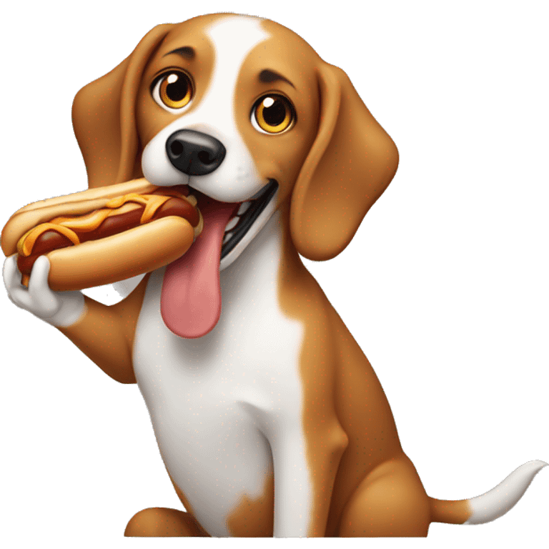 Dog eating hotdog emoji