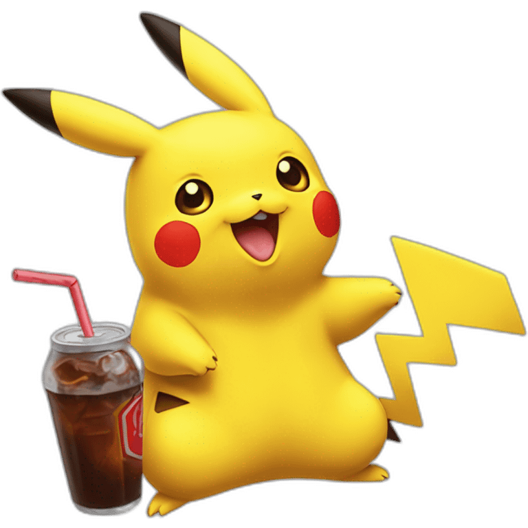 Pikachu bois un coca emoji