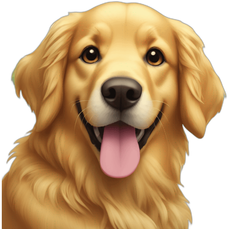 Golden retriever on beach emoji