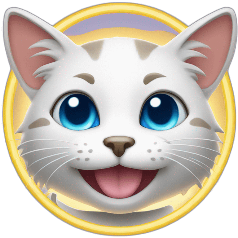 Smiling cat face with halo above it emoji