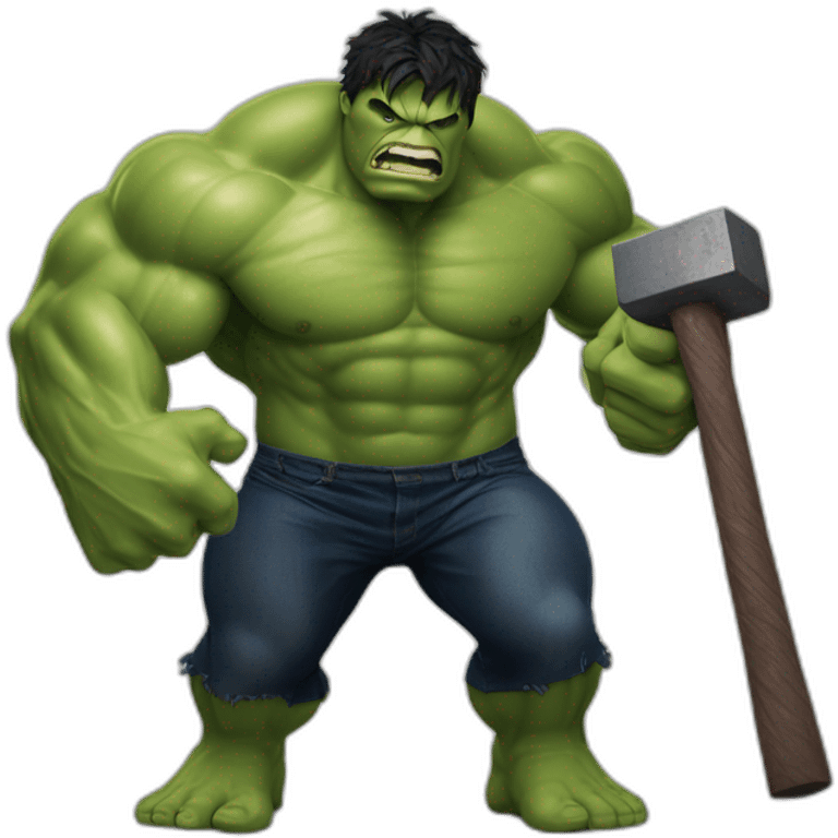 Hulk marvel avengers movi with hammer emoji