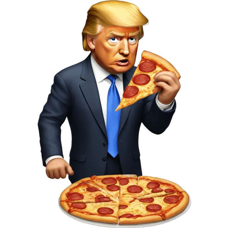 Trump eating pizza emoji