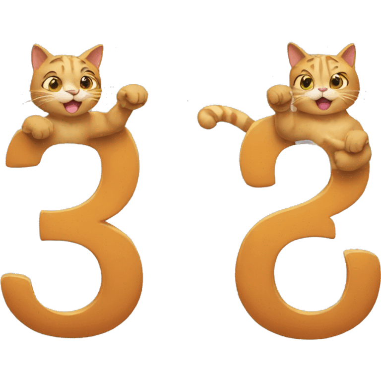 two muscular cats holding up the number thirteen emoji