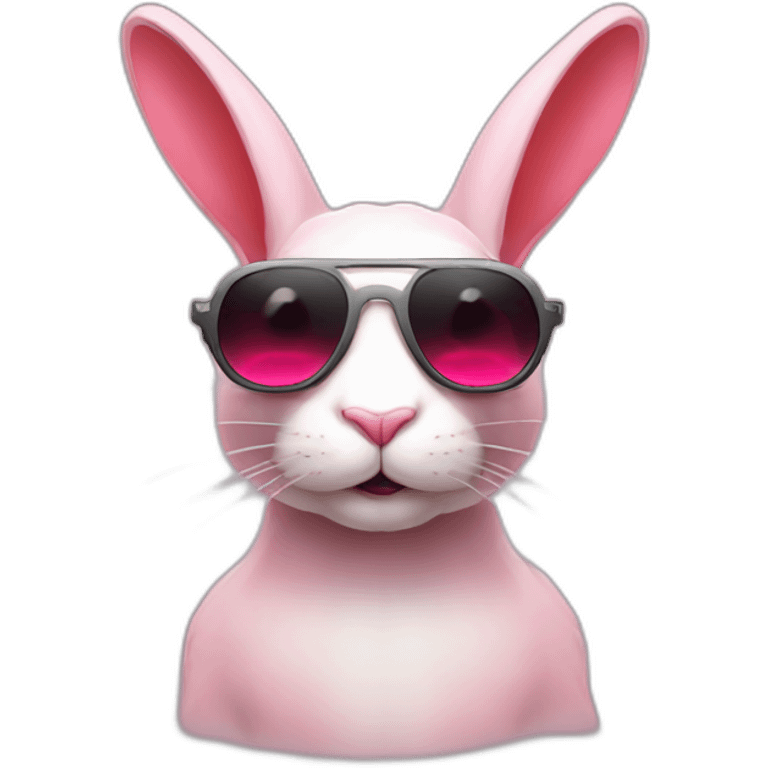 pale pink rage rabbit with red eyes cyberpunk sunglasses emoji