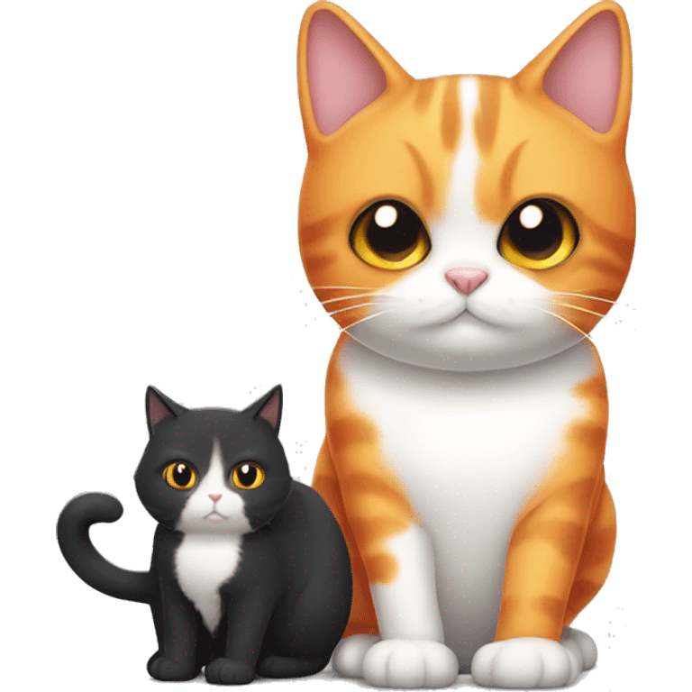 Fat black and white cat and skinny orange cat emoji