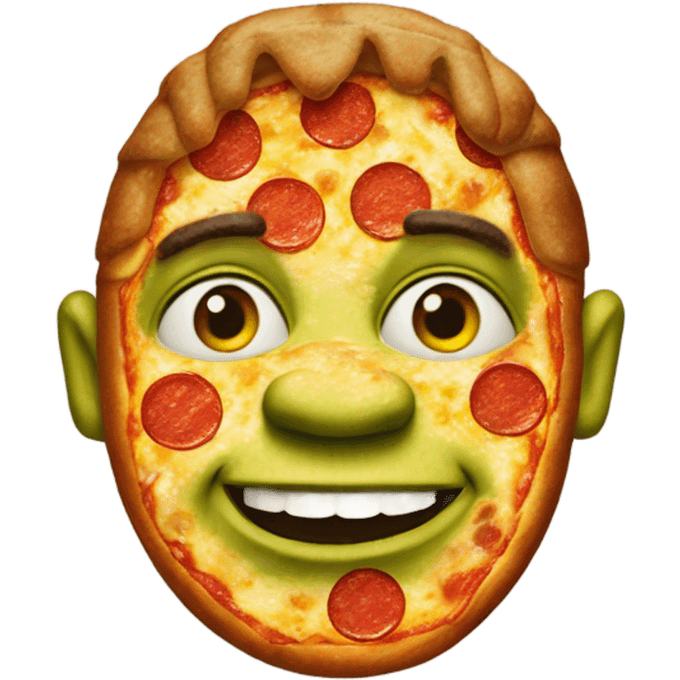 Shrek made out of pizza emoji