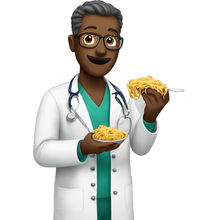 doctor eating spaghetti  emoji