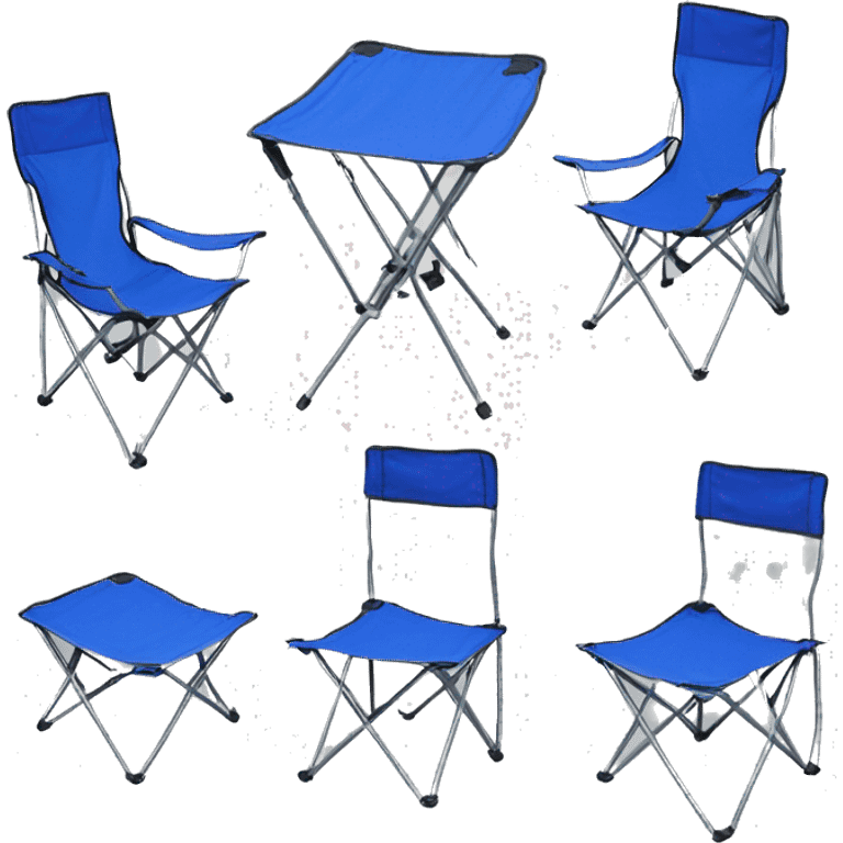 Realistic cobalt blue camping folding chair isolated.  emoji