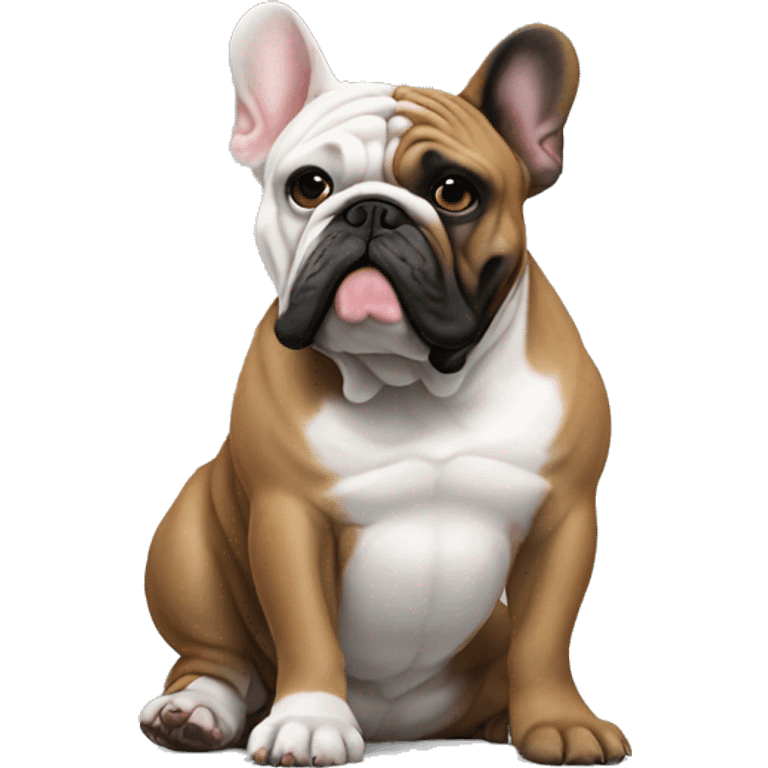 englisch Bulldog sitting next to black frenchie emoji