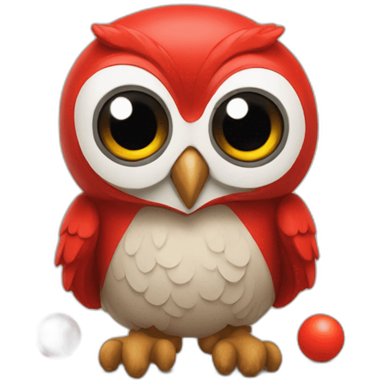 Small Owl wearing big red tennis shoes emoji