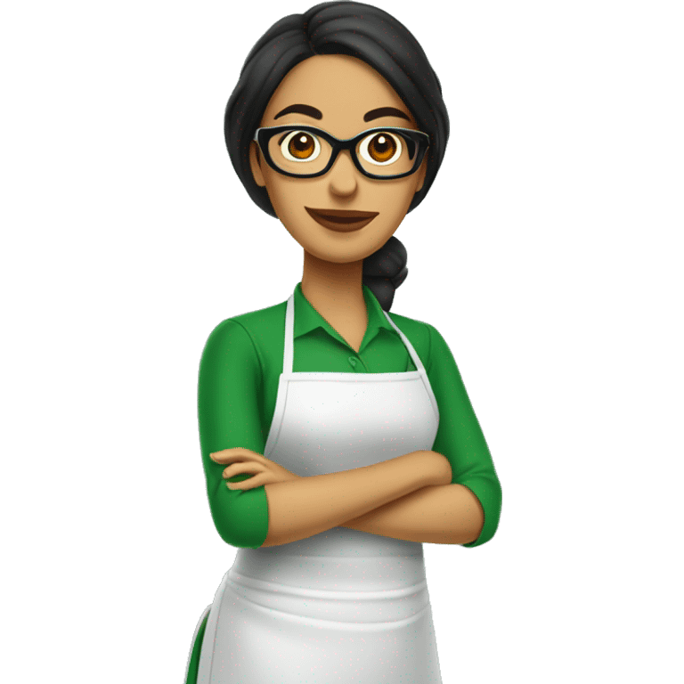 mexican lady green apron  with glasses cooking tacos emoji