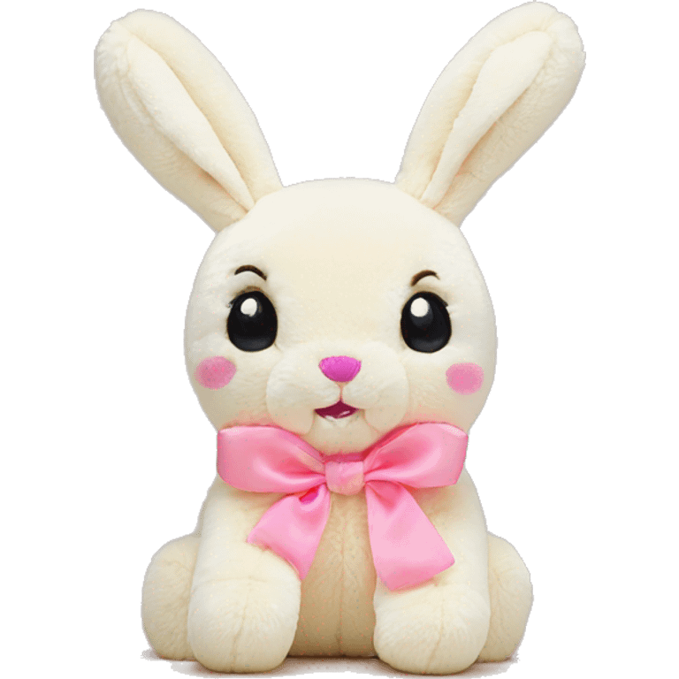 cream bunny jellycat with pink bow and pink nose emoji