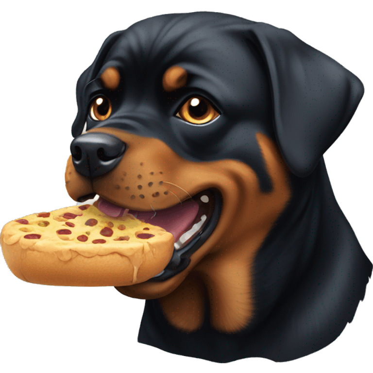 Rottweiler eating emoji