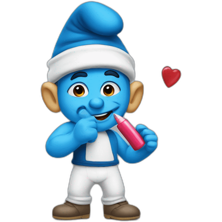 male smurf with lipstick on emoji