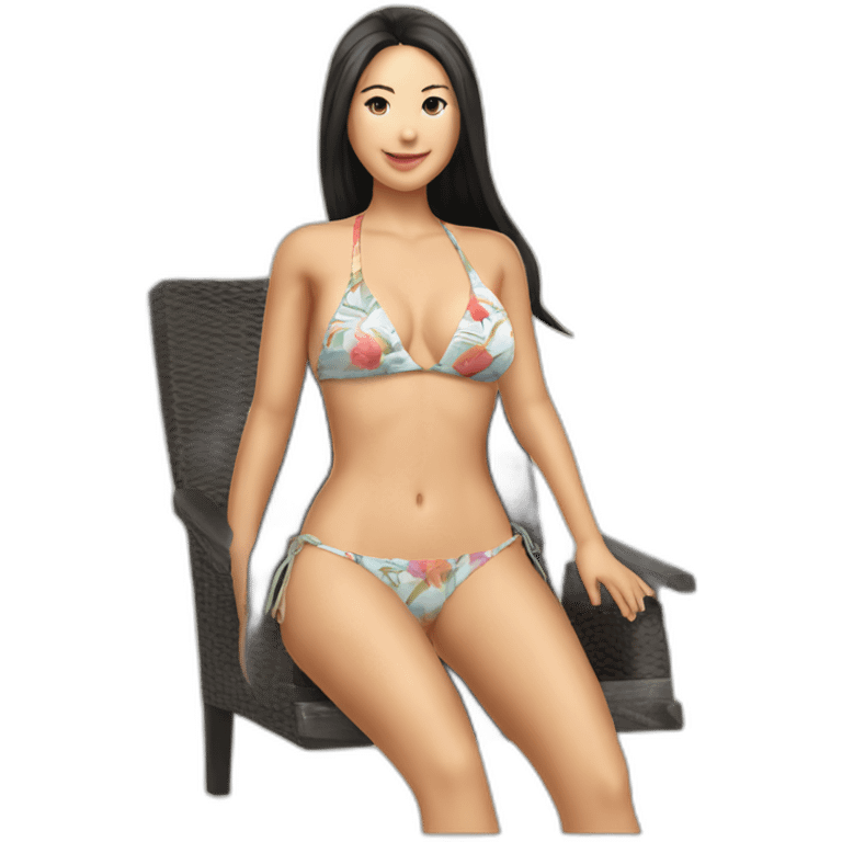 Sexy soft-fit wasian women bikini (beach body) (full body) chair emoji