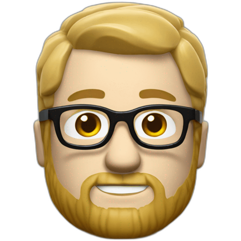 WHITE Lego MAN with shaved hair, beard and glasses emoji