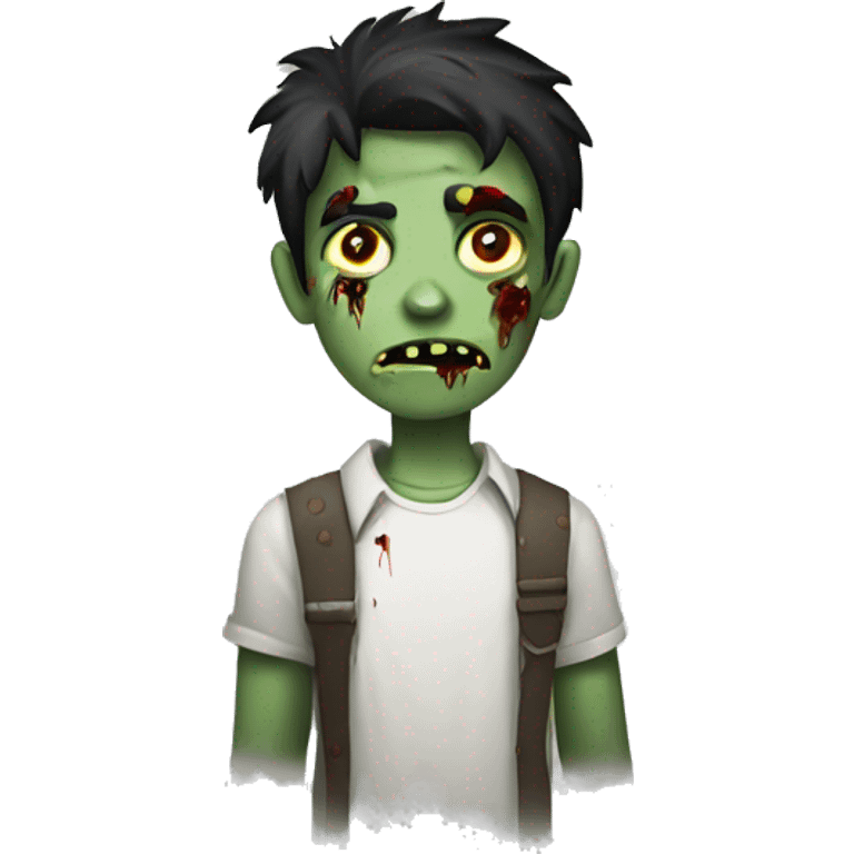 teen boy zombie with dark hair and white shirt emoji