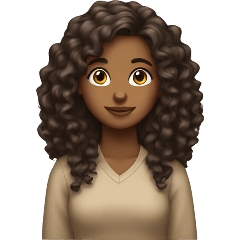 Brown girl with curly medium-long hair emoji