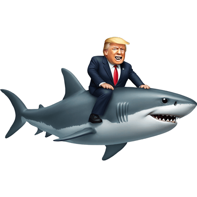 Trump riding a shark emoji