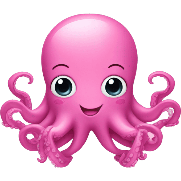 Pink octopus with cute face and smile emoji