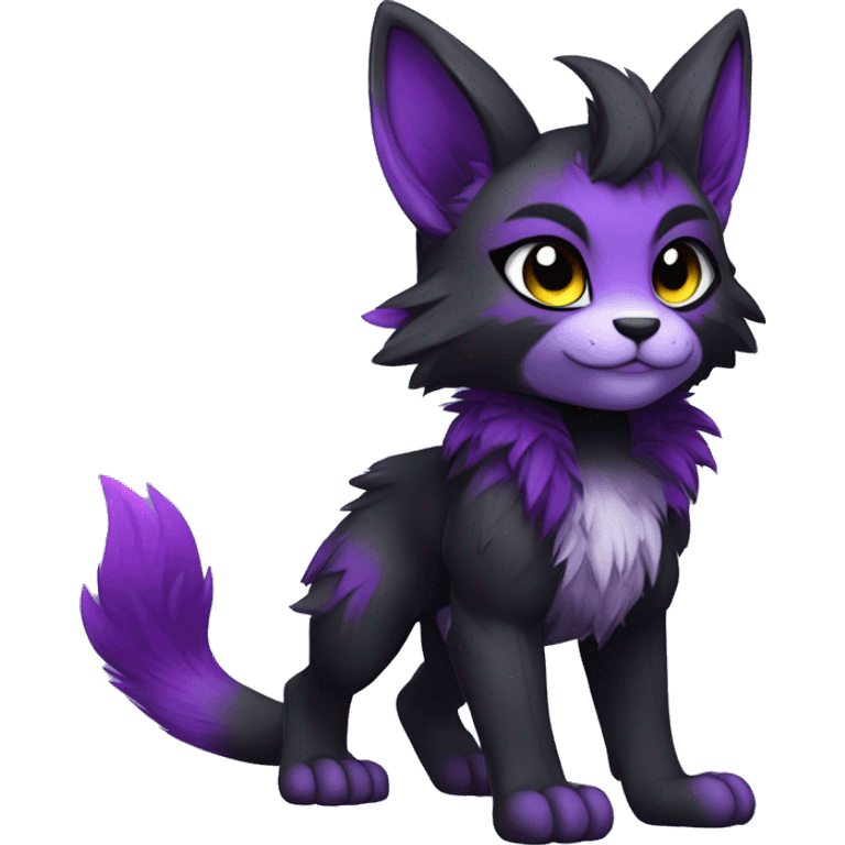 Anthro-Edgy-Cool-Black-Purple-Contrast-Colors-Fantasy-Fur-Sona-Chibi-Shiny-Fakémon-Hybrid full body emoji