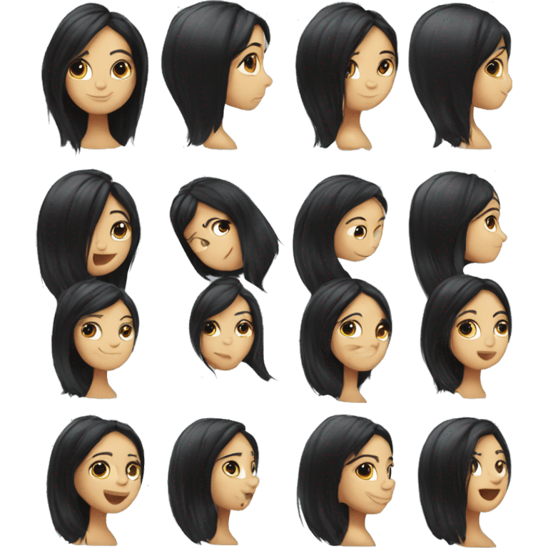 Beautiful girl with black hair doing a hair flip emoji