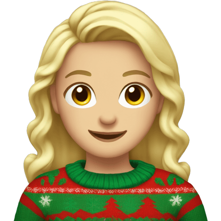 Blonde girl wearing Christmas sweater thumbs up emoji