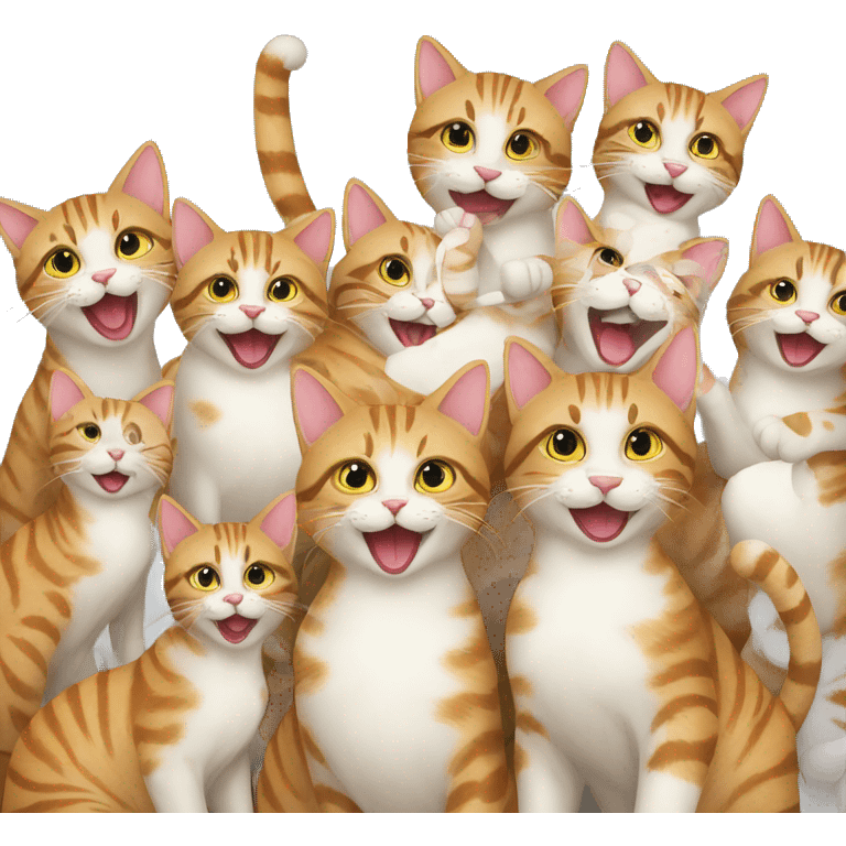 nine happy cats at a party emoji