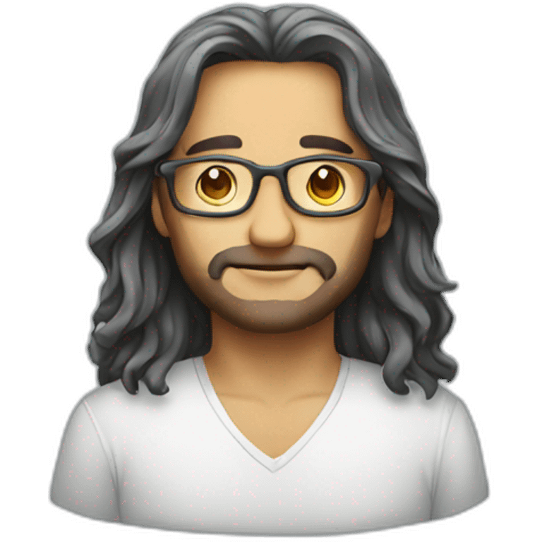 long hair man with glass emoji