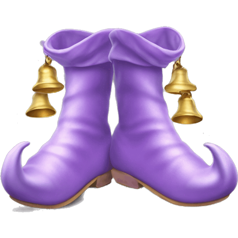 Realistic isolated light purple elf shoes with bells. emoji