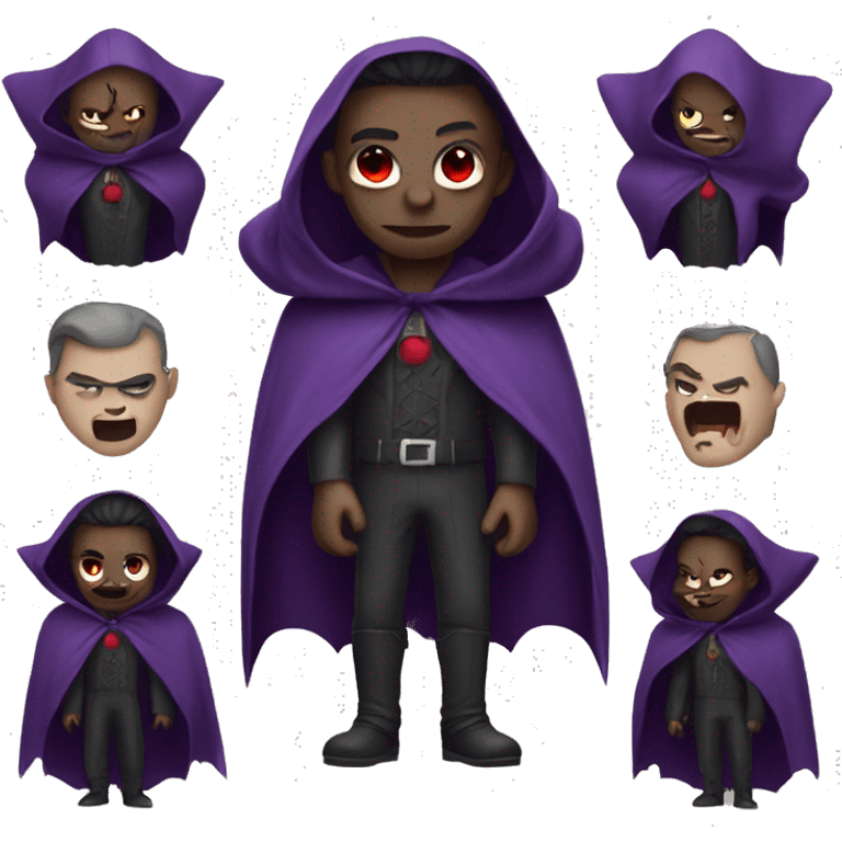 Vampire with red eyes and wearing a purple cloak emoji