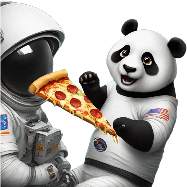 Panda eating pizza in space  emoji