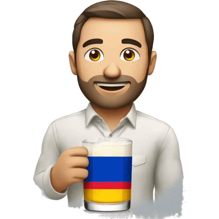 man in shirt with moldova flag drink alcohol emoji