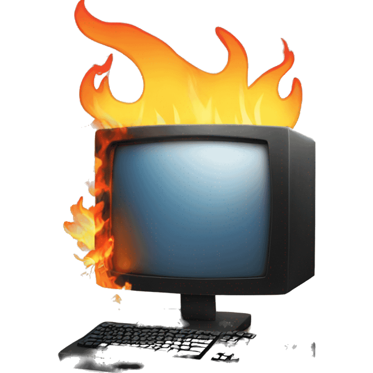 a gaming pc lighting on fire because of heat emoji