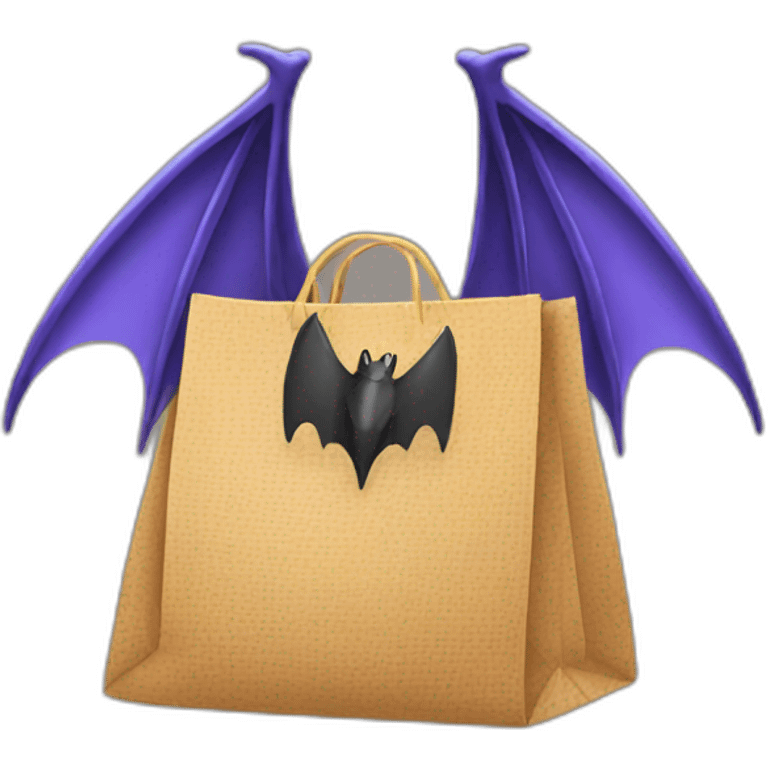 expensive shopping bag with bat wings emoji