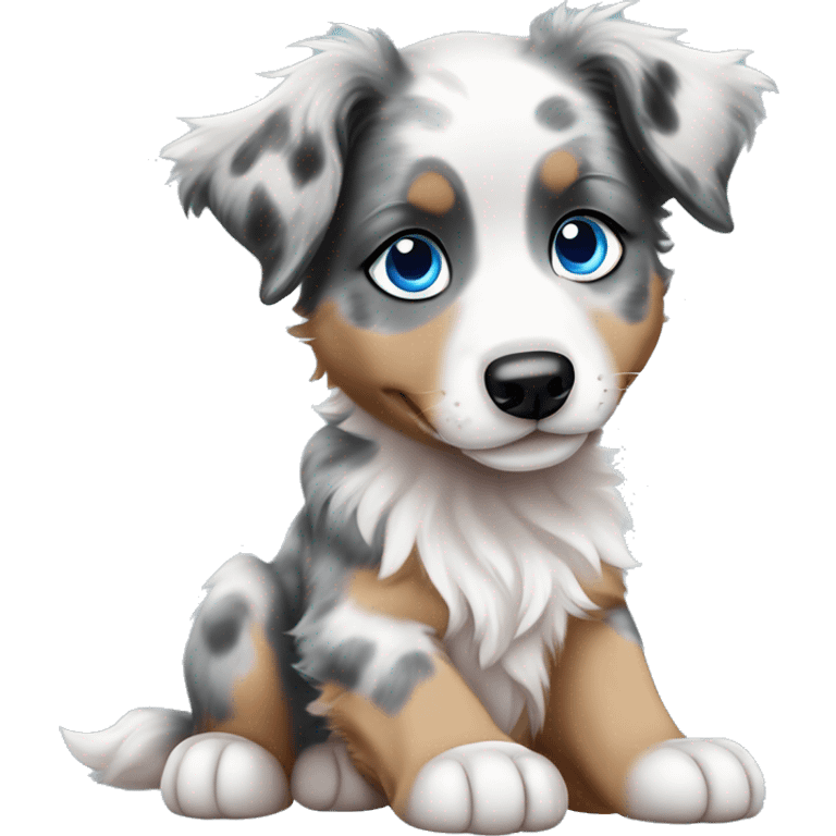 merle australian shepherd puppy with blue eyes paws emoji