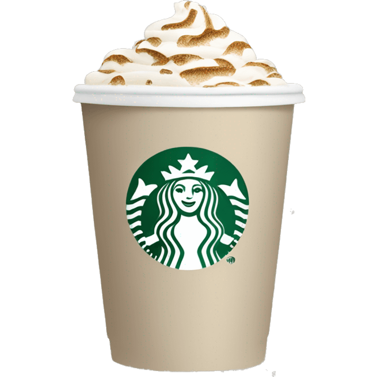 beige starbucks cup with winter pattern emoji