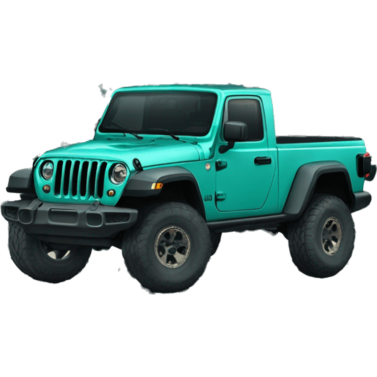 Realistic teal leopard print pattern Jeep Gladiator truck. emoji