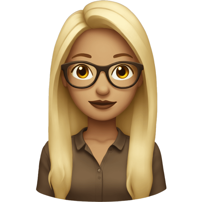 blonde girl wearing  brown round glases emoji